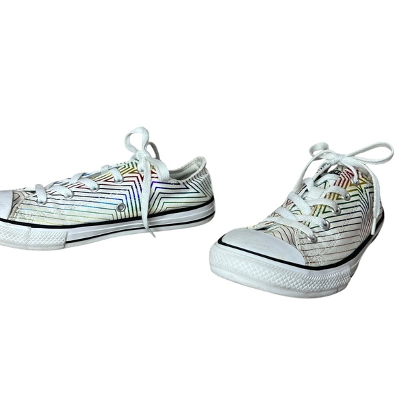 Converse Ox All Star Iridescent Metallic Rainbow White Junior Sneaker 4 - Picture 2 of 10